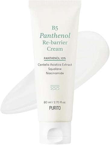 B5 Creme Re-barreira de Panthenol 80ml, Hidratante Rico com 10% de Panthenol para Fortalecer a Barreira da Pele, Sem Silicones, Sem PEG, Sem Óleos Essenciais - PURITO