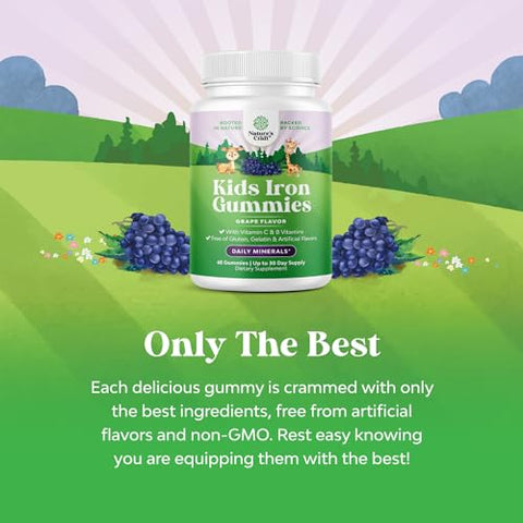 Natures Craft - Tasty Kids Multivitamínico com Ferro Gummy – Gomas de Ferro Suaves para Crianças e Bebês com Vitamina C | Marca Tasty Kids