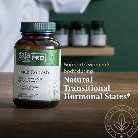 Pro Black Cohosh – Suporte para Menopausa – Equilíbrio Hormonal para Mulheres – com Black Cohosh – 60 Cápsulas Líquidas Veganas de Fitoterápicos (60 Porções) - Gaia Herbs