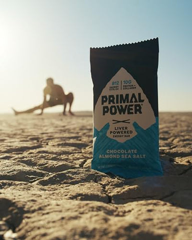 Barras Nutricionais Primal Power Fígado – Energia B12, 10g Proteína, Vitaminas, Minerais, Colágeno, Zero Açúcar Adicionado, Sem Glúten – Pacote com 12