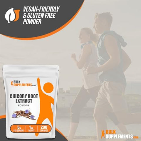Chicory Extract Powder BulkSupplements.com – Raiz de Chicória em Pó, Suplemento de Raiz de Chicória – Suplemento de Fibra, Sem Glúten, 5g por Porção, 1kg (2.2 lbs) (Pacote de 1)