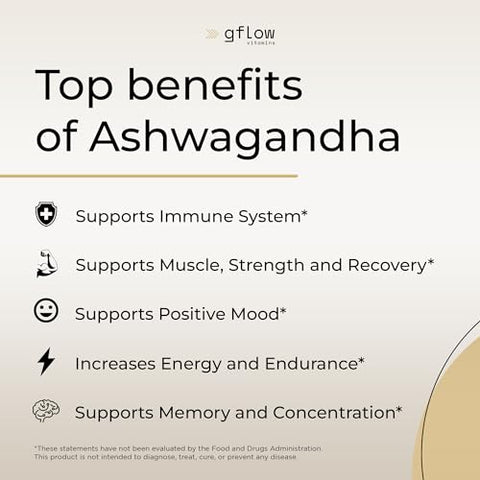gflow vitamins - Ashwagandha em Cápsulas em Pó Extra Forte 6000mg com Pimenta Preta | Suporte ao Humor, Foco, Energia | Vegano, Não-OGM, Fabricado nos EUA