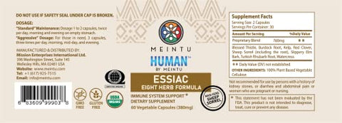 Cápsulas de 8 Ervas Essiac Humanas – Cápsulas Avançadas de Chá Essiac, Poderosa Mistura Antioxidante para Promover a Saúde Geral – Chá Essiac 100% Orgânico, Suplemento de 8 Ervas – 60 cápsulas - MEINTU