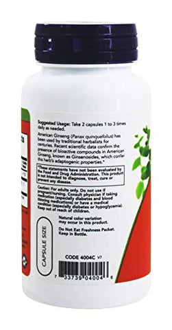 Ginseng Americano, 100 Cápsulas, 500 mg (Pacote com 3) – Energia Natural e Bem-Estar - NOW Foods
