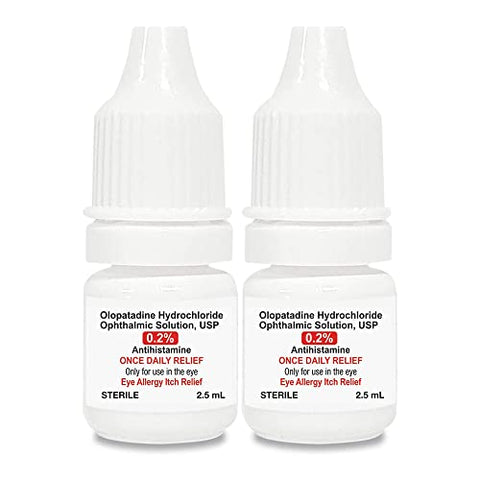 Colírio para Alívio da Coceira Ocular por Alergia – Solução Oftálmica de Cloridrato de Olopatadina USP, 0,2% – 2,5mL (Pacote Duplo) – Gotas para Alergia Ocular - HealthCareAisle