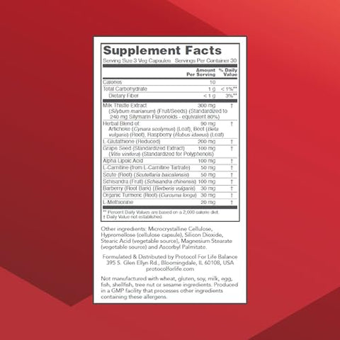 PROTOCOL FOR LIFE BALANCE - Protocolo de Suporte à Desintoxicação do Fígado – Limpeza do Fígado – Suplemento de Glutationa – Cardo de Leite