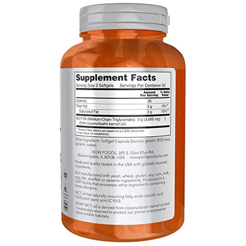 NOW Foods - Now Foods MCT Oil Softgels 1.000 mg – 150 Unidades (Pacote com 2) | Óleo de Coco Concentrado | Energia e Saúde | Alta Qualidade