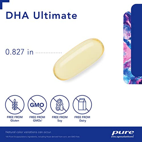 DHA Ultimate | Óleo de Peixe Concentrado DHA Extraído de Forma Ecológica com CO2 Supercrítico | 60 Cápsulas Softgel - Pure Encapsulations