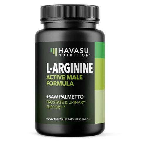 HAVASU NUTRITION - L-Arginina Saw Palmetto para Homens – Suplemento para Próstata – Óxido Nítrico (NO) – 60 cápsulas – Marca XYZ