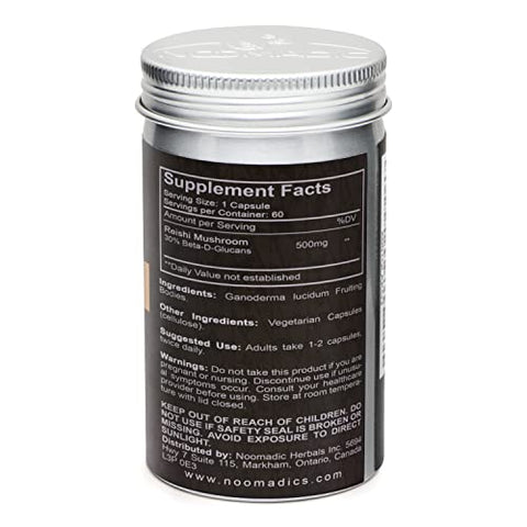 Noomadic - Reishi Mushroom 60 Cápsulas 500mg Cada – Bem-Estar Geral