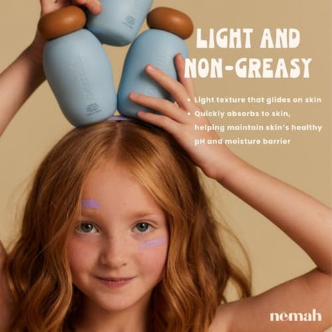Nemah - Nēmah Loção para Bebês Recém-Nascidos – Loção Calmante para Pele Sensível, Hidratante para Banho do Bebê, Loção Corporal Orgânica para Bebês, Aloe Vera Ativadora, Camomila Actismart