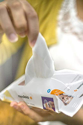Quick Clean Lenços de Limpeza para Bomba de Amamentação e Acessórios, 72 Lenços em Embalagem Reselável, Limpeza Portátil Conveniente, Lenços Higiênicos Seguros para Limpar Cadeiras Altas, Mesas, Berços e - Medela