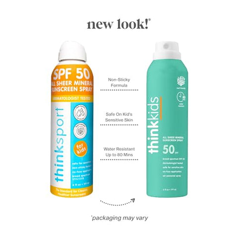 Protetor Solar Infantil Thinksport Spray, FPS 50 Mineral Transparente, 177 ml, Resistente à Água