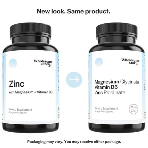 Wholesome Story - Suplementos de Zinco Picolinato e Magnésio Glicinato 3 em 1 com Vitamina B6 | Vitaminas de Magnésio e Zinco | Reprodutivo