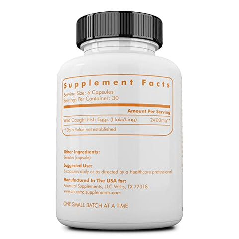 Ovos de Peixe Selvagem, 2400mg, Ômega-3 Suporte para Cérebro, Coração, Fertilidade e Saúde Inflamatória, Fonte de Alimento Completo de Vitamina D, K2 e A - Ancestral Supplements