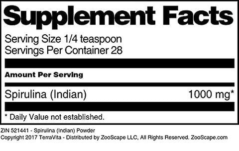 Terravita - Spirulina Indiana em Pó (1g) – 2 Embalagens | Marca: ZIN 521441