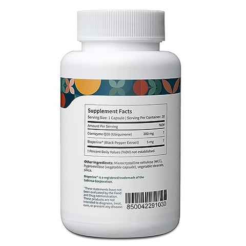 CoQ10-200mg Ubiquinona com Extrato de Pimenta Preta Bioperina – Cardiovascular - Pattern Wellness