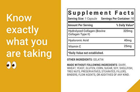 Active Supreme - Colágeno Tipo 2 em Cápsulas – Saúde das Articulações com Vitamina C e Ácido Hialurônico – Colágeno Hidrolisado de Carne Bovina Alimentada com Grama