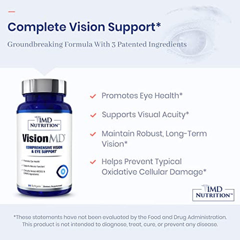VisionMD Eye Vitamin CARMIS – com OptiLut Luteína | Fórmula Avançada para a Saúde dos Olhos | 60 Cápsulas - 1MD Nutrition