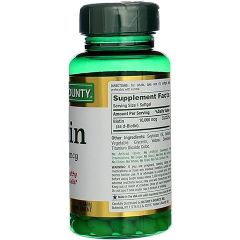 Nature's Bounty - Nature’s Bounty Biotina 10.000 mcg, Cápsulas Gelatinosas de Liberação Rápida 120 un (Pacote com 9) – Compre Agora!