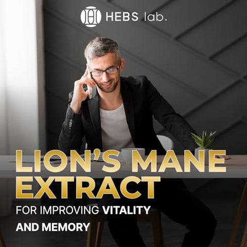 HEBS LAB. - Suplemento de Cogumelo do Leão – Extrato Orgânico de Cogumelo do Leão – Suplemento Cerebral de Ervas – Gotas Naturais de Cogumelo do Leão – Defesa Imunológica – Fabricado nos EUA – Suplemento de Memória para o Cérebro 4g