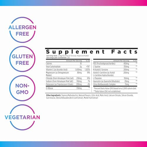 Livingood Daily - Livingood Pó Diário de Eletrólitos Sem Açúcar – Pó de Hidratação de Eletrólitos Keto com Vitamina C, Taurina, D-Ribose | 100g