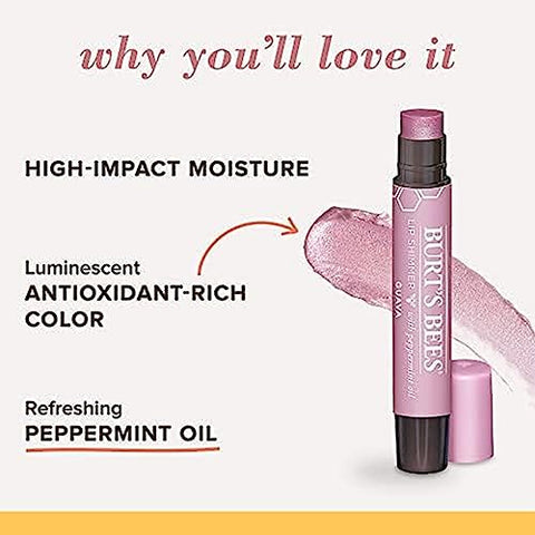 Burt's Bees - Conjunto Burt’s Bees Shimmer Lip Tint, Bastão de Bálsamo Labial Tintado, Hidratação Duradoura com Acabamento Brilhante Pigmentado de Origem Natural