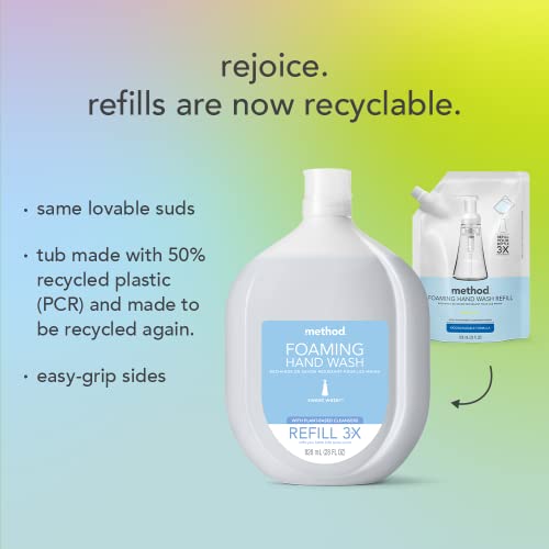 Recarga Sabonete Líquido Method Espuma, Queda d’Água, Frasco Reciclável, Fórmula Biodegradável, 828 ml (Pacote com 4)