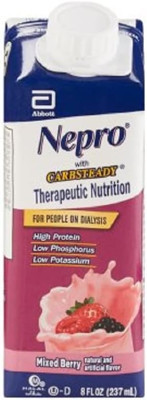 com Carb Steady Nutrição Completa, Frutas Vermelhas, Caixa com 24 Recipientes – 500ml - Nepro