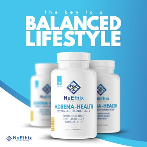 Suplemento Adrena-Health para Mulheres – Suporte à Saúde do Cortisol, Níveis de Energia, Moderação do Humor e Suporte Adrenal - NuEthix Formulations