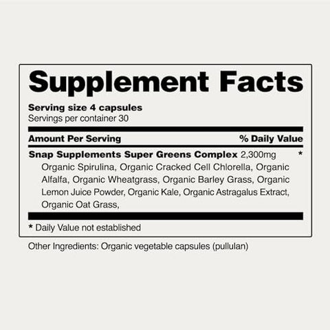 Spirulina Chlorella Orgânica USDA – Cápsulas de Superfoods Verdes para Energia Natural e Saúde Metabólica, 120 Cápsulas - Snap Supplements