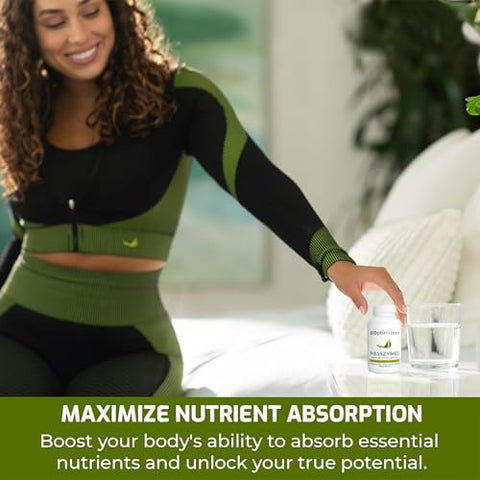 MassZymes – Enzimas Digestivas Completas para Saúde Intestinal – Alívio de Inchaço para Homens e Mulheres – Enzimas Digestivas de Lipase Amilase Bromelina (250 Cápsulas) - BiOptimizers