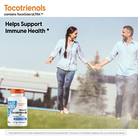 Doctor's BEST - Vitamina E Tocotrienóis Doctor’s Best contém TocoGaia ULTRA™ complexo de vitamina E de espectro completo bioaperfeiçoado, 60 cápsulas