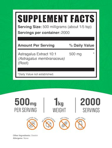 Astragalus Extract Powder – Raiz de Astragalus, Suplemento Vegano – BulkSupplements.com