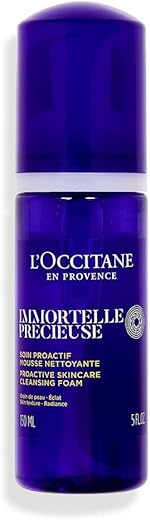 L’OCCITANE Espuma de Limpeza Preciosa Immortelle: Clareia a Pele, Limpa Suavemente, Minimiza Poros, Suaviza a Textura da Pele, com Óleo Essencial de Immortelle
