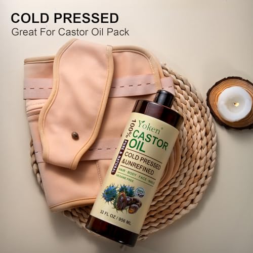 Óleo de Rícino Puro Yoken 946 ml EWG Verificado 100% Natural Prensado a Frio para Cabelo, Rosto, Corpo, Sobrancelha