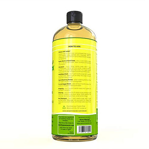 Sabonete Castela EWG Verificado 1000 ml – Sem Óleo de Palma, Livre de Transgênicos – Suave e Sem Fragrância - Seven Minerals