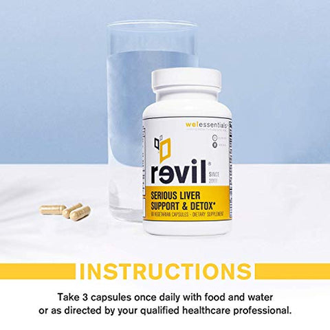WELESSENTIALS - Revil – Cápsulas Vegetarianas de Suporte Hepático e Herbal – 90 Unidades – Suplemento Dietético com Cardo Mariano Orgânico, Bardana e Vitamina C – Livre de Glúten