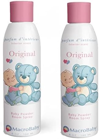 Macrobaby - Air Freshener MacroBaby – Spray para Quarto de Bebê, Fragrância de Talco em Spray, | 198ml (Pack com 2)