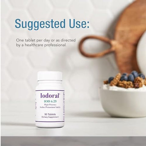 Optimox - Iodoral 6.25 mg – Suplemento de Iodo para Suporte da Tireoide, Comprimidos de Iodeto de Potássio, Solução de Lugol, Vitaminas e Minerais Diários, Comprimidos de Iodo de Alta Potência – 90 Comprimidos 1-Pack