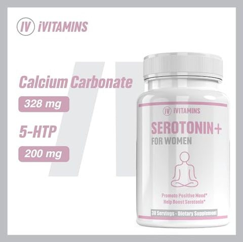 iVitamins - Suplementos de Serotonina para Mulheres – Apoia Níveis Saudáveis de Serotonina, Melhora o Humor