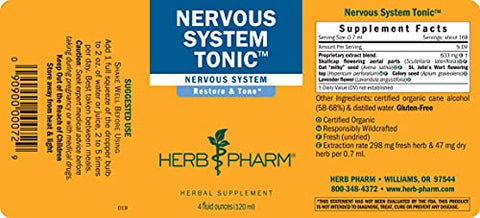 Fórmula Herbal Líquida Tônica para o Sistema Nervoso – Fortalece e Acalma – 120 ml - Herb Pharm