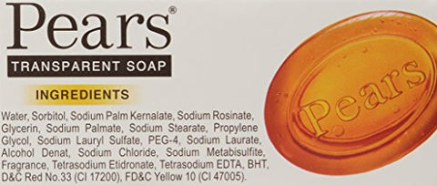 PEARS - Pera Barra US Amber 4.4 oz 24 pack – Embalagem com 24 unidades de 125g cada