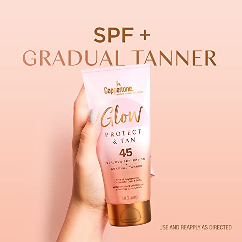 Protetor Solar com Autobronzeador Gradual FPS 45, Resistente à Água, Amplo Espectro, 150 ml - Coppertone