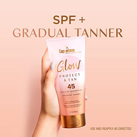 Protetor Solar com Autobronzeador Gradual FPS 45, Resistente à Água, Amplo Espectro, 150 ml - Coppertone