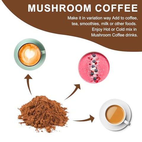 Mutsweet - Blend de Cogumelos para Café, Smoothies e Lattes – Pó de Cogumelo (57 Porções) com Lion’s Mane, Reishi, Cordyceps, Turkey Tail, Chaga – Energia, Foco, Imunidade