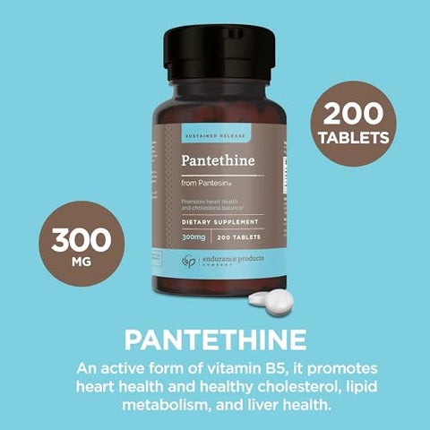 Endurance Products - Pantetina Pantesin 300mg – Suplemento de Vitamina B5 de Liberação Sustentada para o Metabolismo Lipídico
