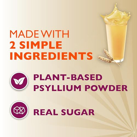 Pó de Casca de Psyllium com Açúcar Real, 4-em-1 para Saúde Digestiva, Bebida Sabor Laranja Suave, 114 Porções - Metamucil