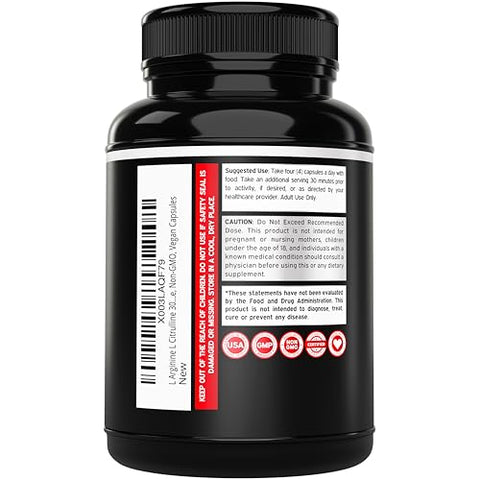 DORADO NUTRITION - L Arginine L Citrulline 3000mg (240 Cápsulas) – Suplemento de Óxido Nítrico para Homens – Resistência, Desempenho e Energia para Treinos – Sem Glúten