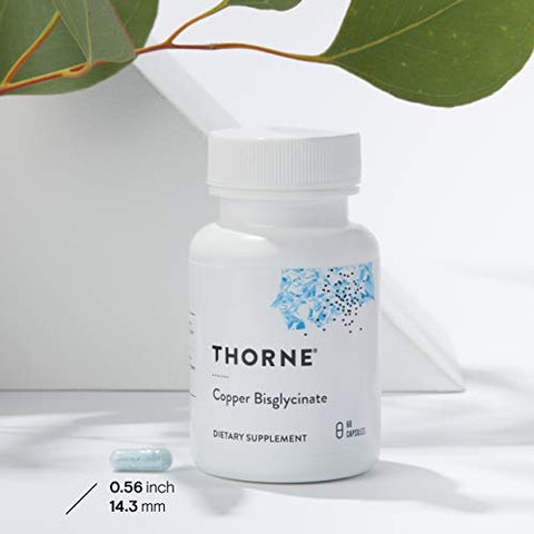 THORNE - Thorne Copper Bisglycinate – Suplemento Mineral Traço de Alta Absorção – 60 Cápsulas